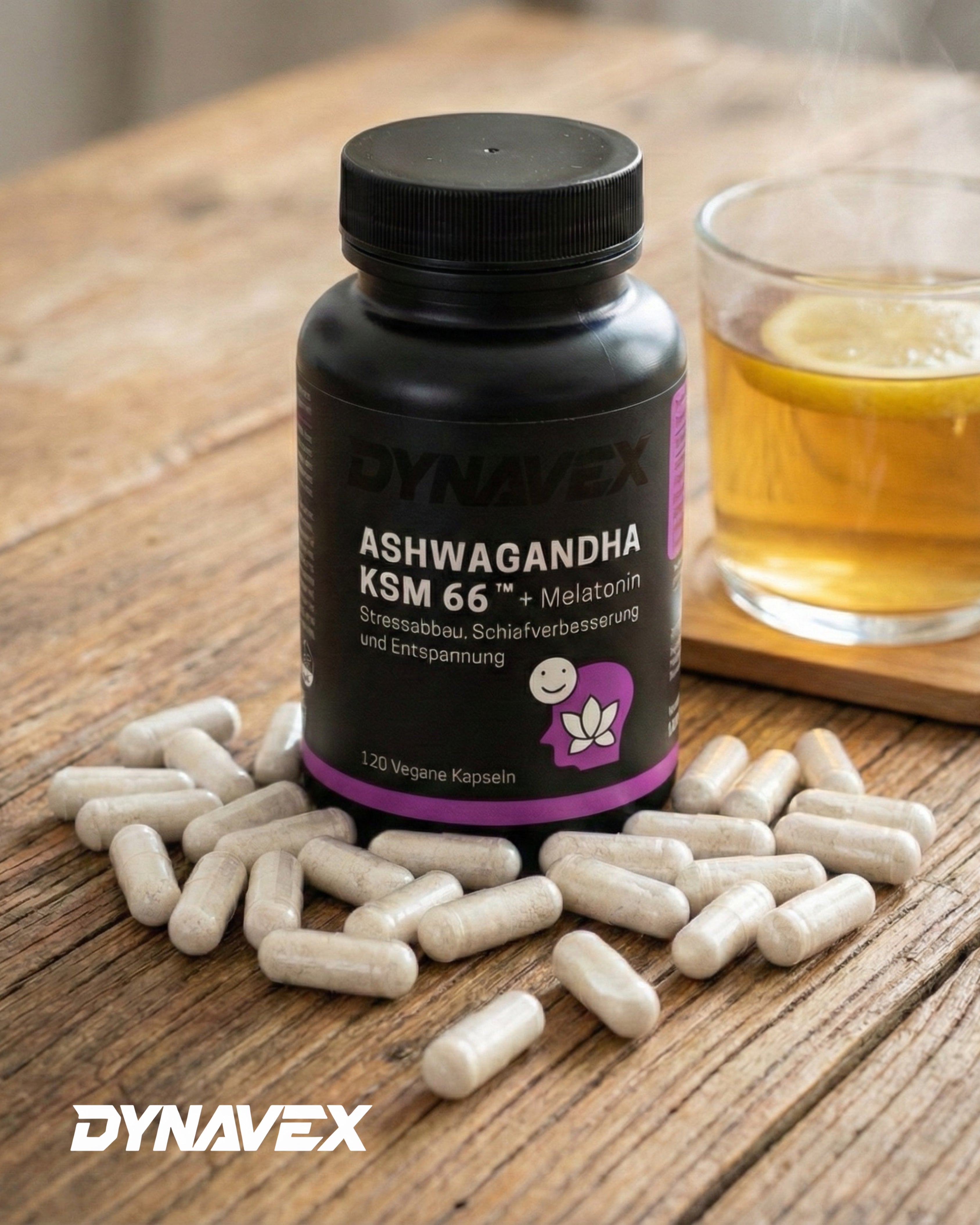 ASHWANGANDHA KSM 66 + MELATONIN, 120 Vegane Kapseln