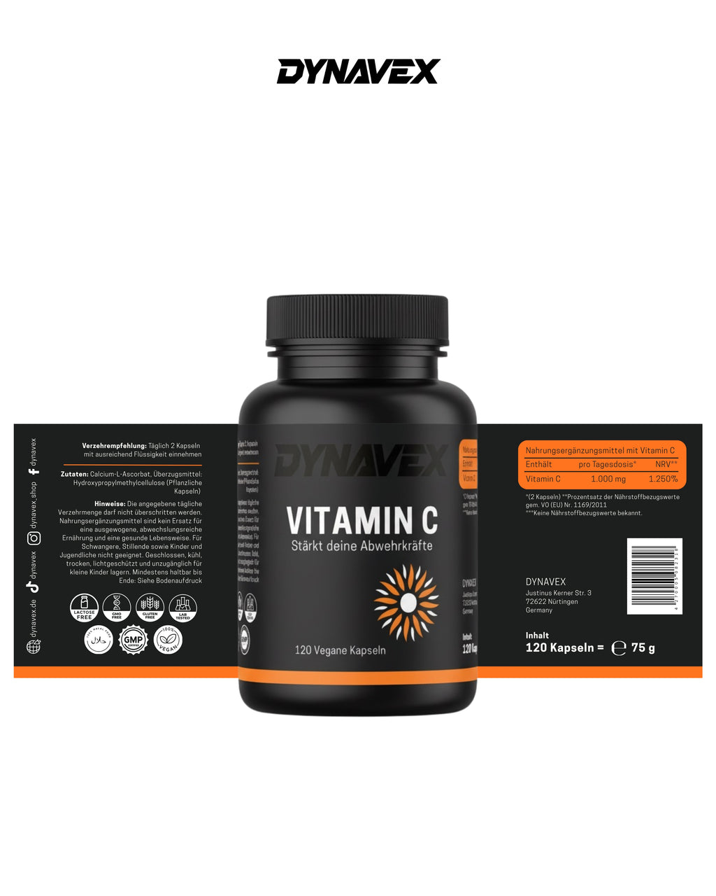 VITAMIN C, 120 Vegane Kapseln