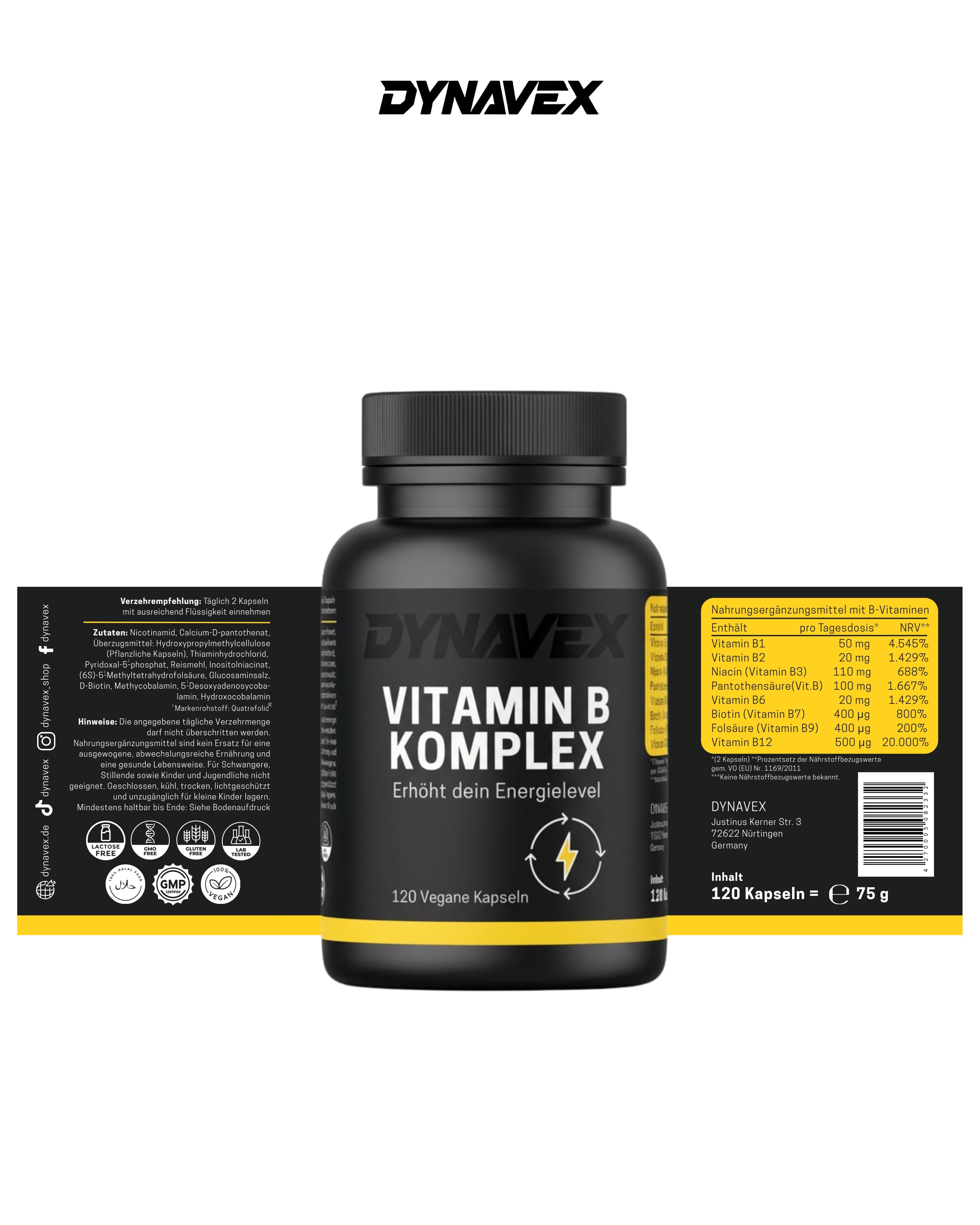 VITAMIN B KOMPLEX, 120 Vegane Kapseln